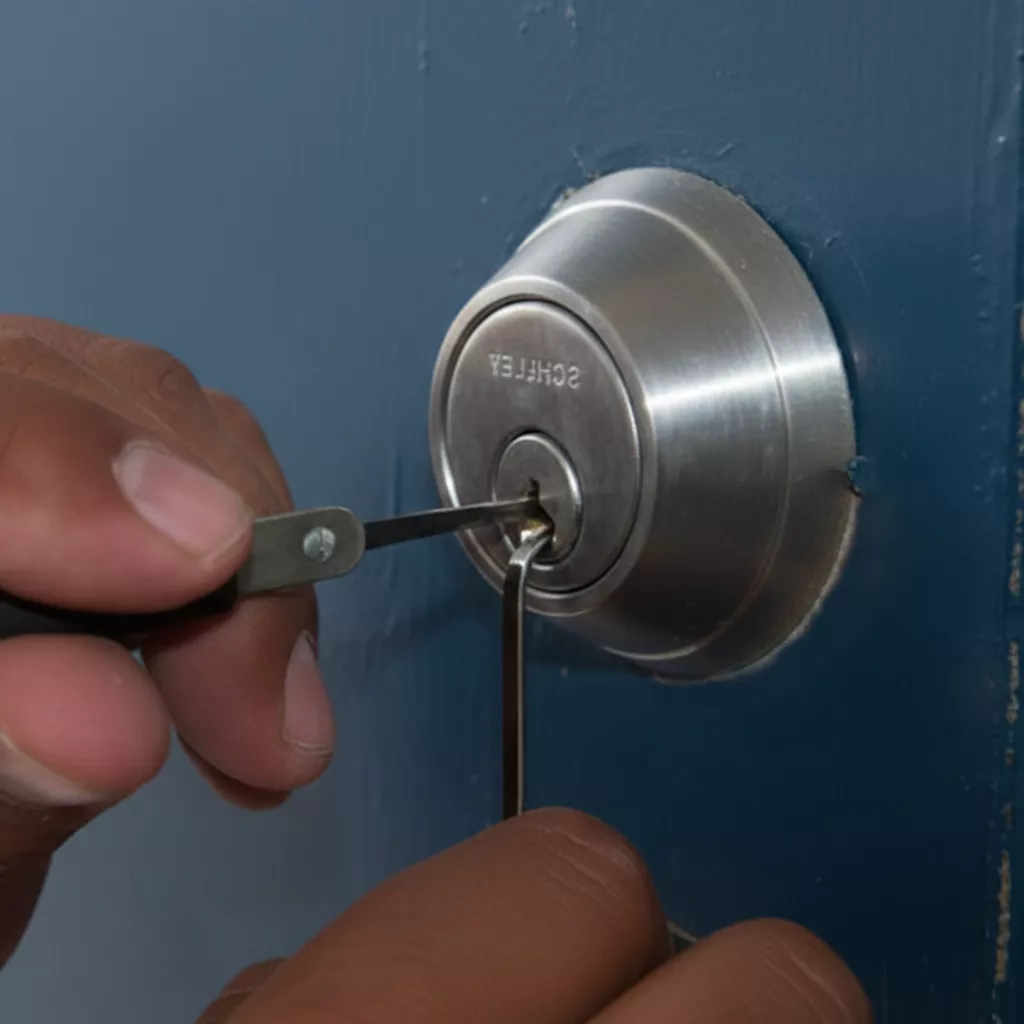Cerrajero abriendo una puerta